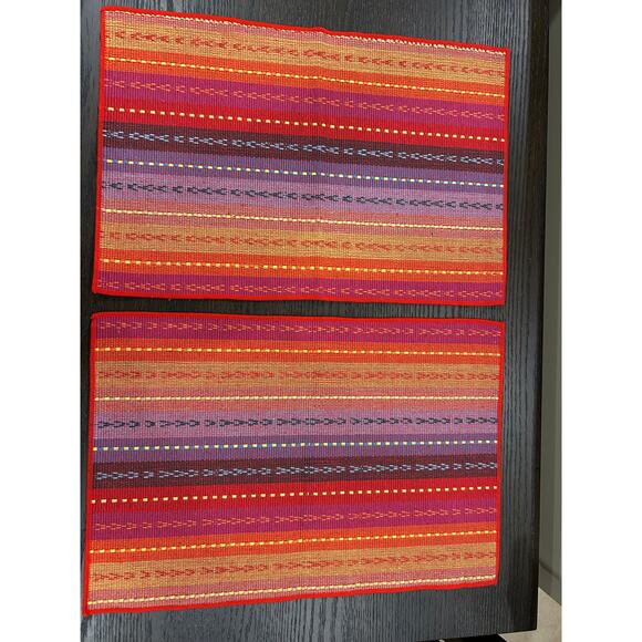 SALSA STRIPED PLACEMATS 100% COTTON HOLIDAY EXQUISITE DESIGN - Picture 1 of 4
